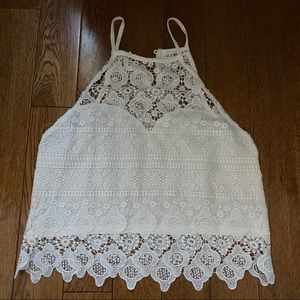 Lace high neck tank
